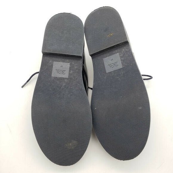 ZARA Kids Black Blue PATENT FINISH CUT OUT BLUCHERS Derby Shoes Size 6.5 - Picture 6 of 8